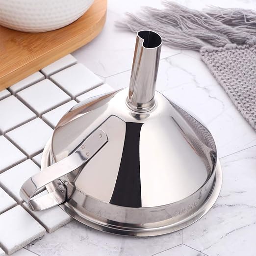 Buyer Star 2PCS Funnel with Detachable Filter,18/8（304） Stainless Steel, Food Grade Metal Kitchen Funnels (Silver)