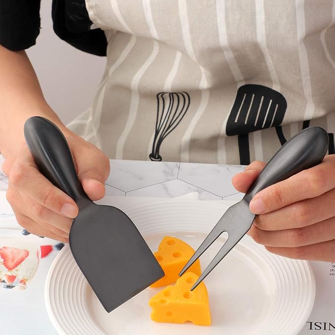 Cheese Knife Set,Stainless Steel Cheese Tool,Ergonomic Design&Easy To Use, for Birthday/Parties/Wedding/Bridal Shower/Housewarming and Anniversary (blackcase) black x case