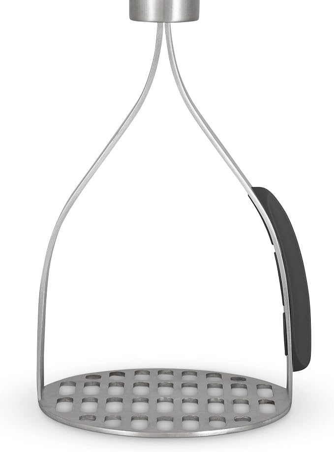 Culinare Naturals C70008 Masher | Sustainable Bamboo/Stainless Steel | (L)270mm x (W)105mm | Manual Hand Held Mashing Tool/Kitchen Utensil | Metal Masher/Includes Pan Scraper | Not Dishwasher Safe