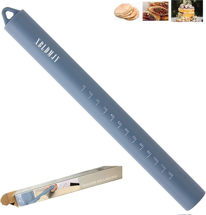 Silicone Rolling Pin Stainless Steel Inner Core Non Stick Rolling Pin Blue