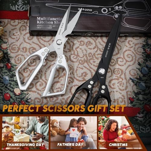 Huusk Kitchen Shears Set, Japanese Stainless Steel Scissors for Food