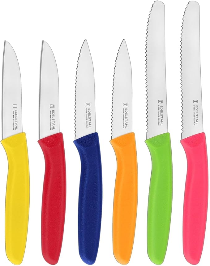 Paring Knife Set 6PCS, Ultra Sharp Kitchen Knife, Cutting & Peeling Knives, Kitchen Knives for Home Essentials, PP Plastic Handle-Multicolored