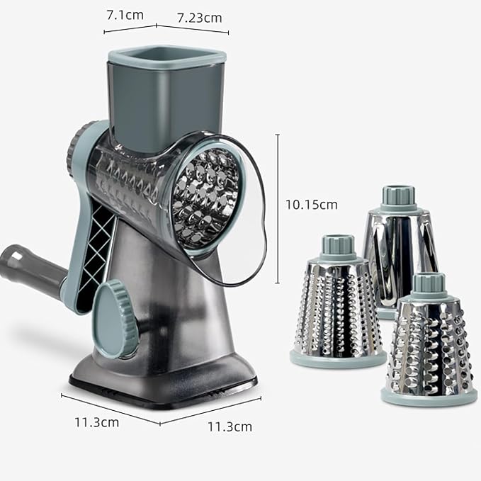 Cheese Grater with Handle, Multifunctional Manual Rotary Cheese Grater - Cheese Shredder Easily Chop Carrots, Potatoes, Vegetables and Fruits and Easy to Clean (Blue)
