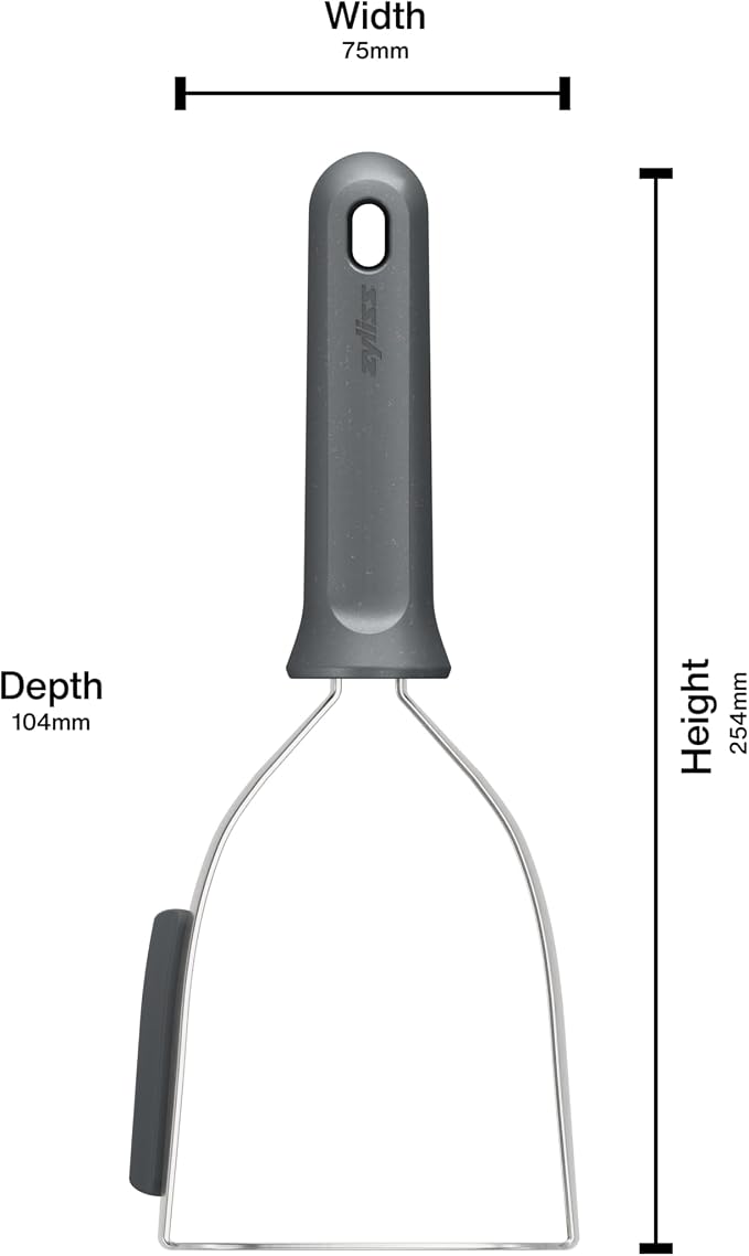 Zyliss Potato Masher, Robust Stainless Steel with Sustainable Wheat Straw Handle for Mashing Potato, Vegetables Garlic, Dishwasher Safe, Includes Scraper