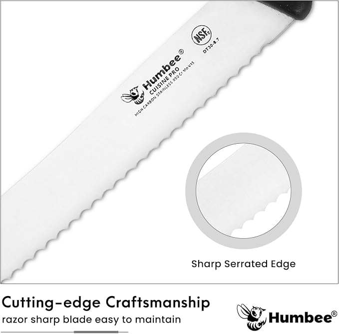 8-Inch Serrated Bread Knife, Premium High Carbon Stainless Steel Blade Knife for Bread with Ergonomic Handle, NSF Certified, DT-30 Series, Orange