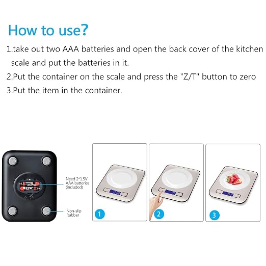 Food Kitchen Scale, Black (Pack of 2)