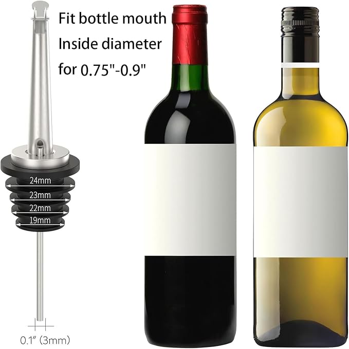 Axe Sickle 2 Pcs Oil Spout Liquor Bottle Pourer Spouts | Stainless Steel Olive Oil Dispenser Spout for About 3/4" Bottle Mouth, with Flip Top