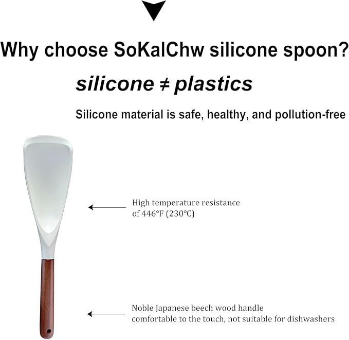 Spatula Spoon and Rice Spoons with Wooden Handle, Food Grade Silicone Great for Cooking, Mixing, Scooper, Scrape, Non stick Heat Resistant (white, cooking set 1 pcs)