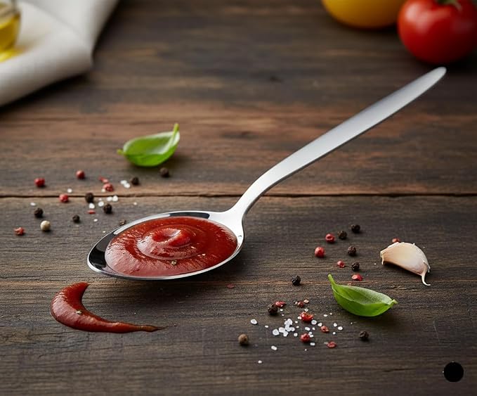 Chef Kunz Spoon | 9 inch 2.5 Tbsp18/10 Stainless Steel Silver Serving Spoons | Sauce, Basting, Quenelle, Plating, Cooking Chef Spoon, Dishwasher Safe