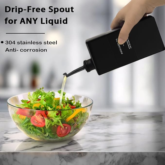 Black Glass Olive Oil Dispenser Bottle for Kitchen, UV-Blocking Oil and Vinegar Dispenser Set, Soy Sauce Dispenser, Coffee Syrup Bottles, Modern Kitchen Decor (Black, 16.9oz, 4pcs)