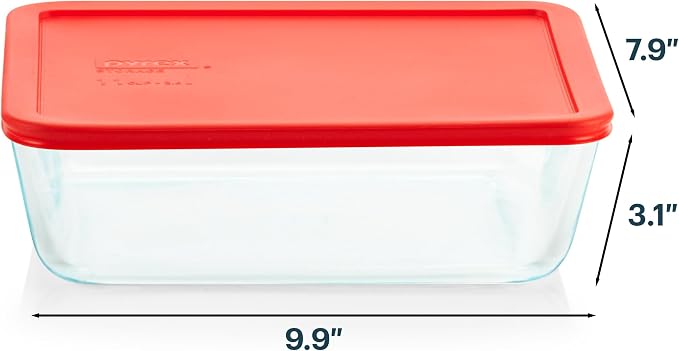 Pyrex Simply Store 11 Cup Glass Food Storage Container, BPA-Free Lid | Meal prep container with BPA-free plastic lid, freezer, dishwasher & microwave safe