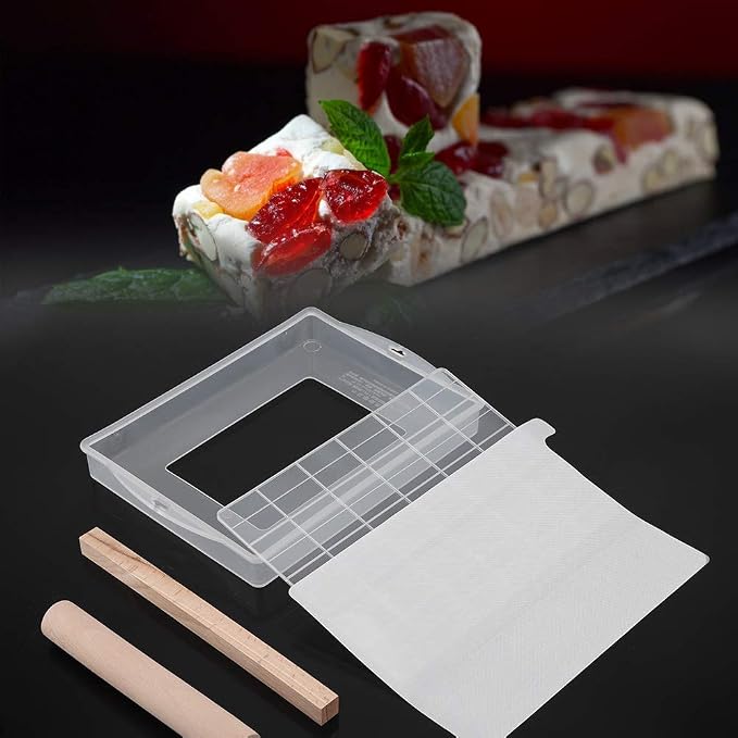 DIY Handmade Nougat Tools Tray Set Silicone Nougat Nonstick Making Mat Wooden Rolling Pin Baking Tools Chocolate Candy Tools Wooden Rolling Pin Set