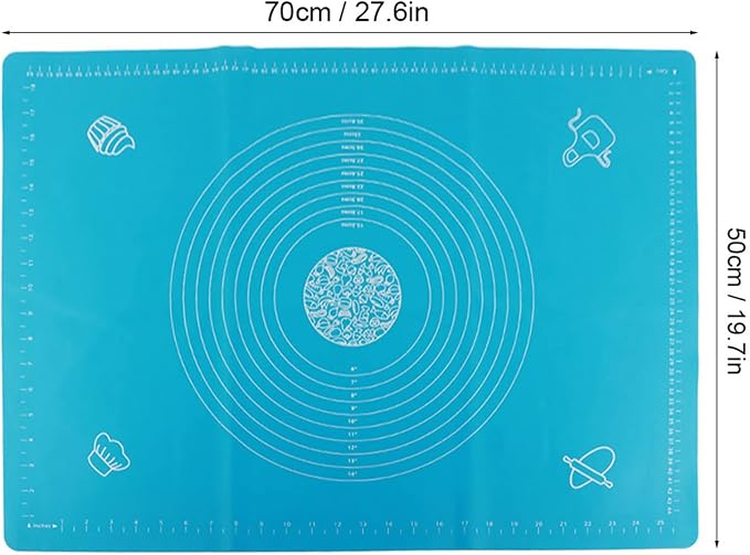 Non Stick Silicone Dough Mat, Silicone Non Stick Rolling Kneading Dough Pad Mat with Scales Kitchen Baking Accessories Silicone Pastry Mat for Baking (50 * 70cm)