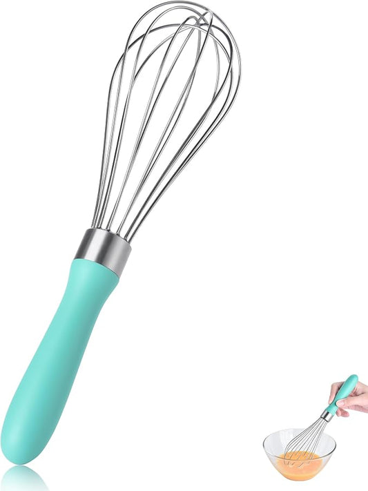 18/8 Stainless Steel Balloon Whisk for Cooking (Small, Aqua Sky) | Heavy Duty Metal Kitchen Wire Whisker Wisking Tool Egg Beater Hand Mixer for Mixing Baking Beating Stirring Sauce Flour
