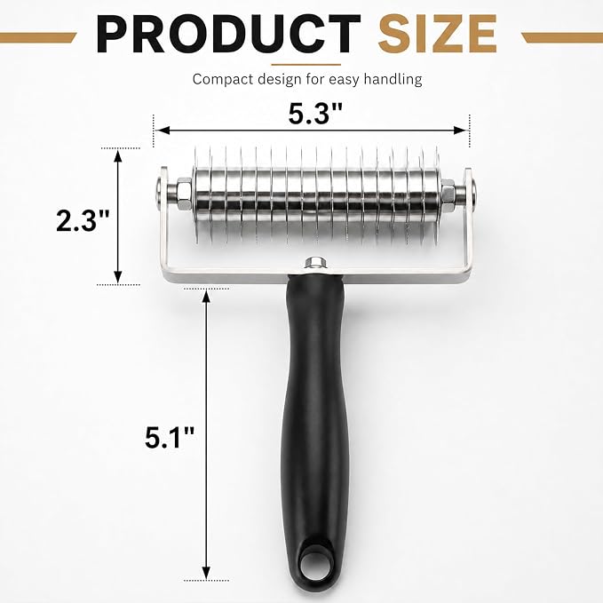 Pastry Lattice Roller Cutter, Stainless Steel Multi-Wheel Dough Cutter with Comfortable Grip Handle, Pie Crust Strip Cutters for Pastry, Pizza Dough, Bread & Beef Wellington