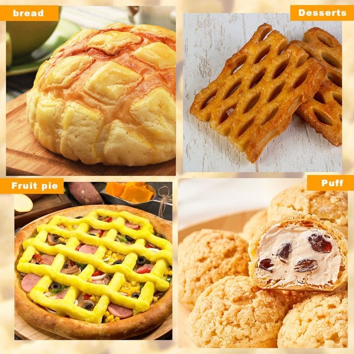 Pastry Lattice Roller Cutter, Stainless Steel Dough Cutter Wheel with Wood Handle for Beef Wellington Pie Crust Pizza Bread