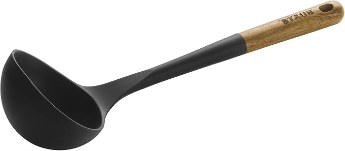 STAUB Soup Ladle & Rice Spoon Set - Serve Hot Soup, Keep Rice Fluffy, BPA-Free Silicone, Acacia Wood Handles