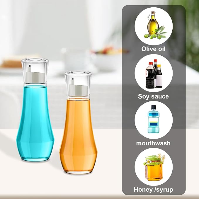 Summark Diamond Olive Oil Dispenser Bottle,Oil and Vinegar Dispenser for kitchen,Elegant Glass Cooking Oil Dispenser,Dispenser Bottle of 10 OZ - Set of 2