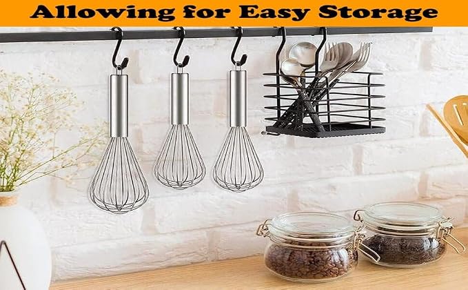 Stainless Steel Balloon Whisk Set 3 Pieces Professional Kitchen Whisks for Cooking Stainless Steel Whisk for Blending Whisking Beating and Stirring Enhanced Version Balloon Wire Whisker Egg Beater