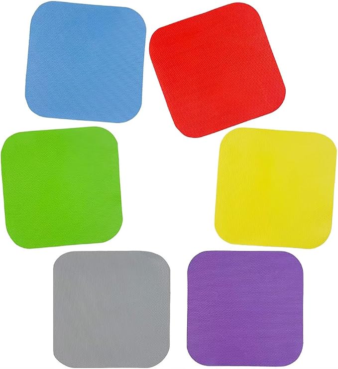 6-Pack Rubber Jar Opener Bottle Gripper Pads | Non-Slip, Multi-function, Easy-Open Lids for Seniors, Arthritis & Weak Hands (Square, 6-Pack)