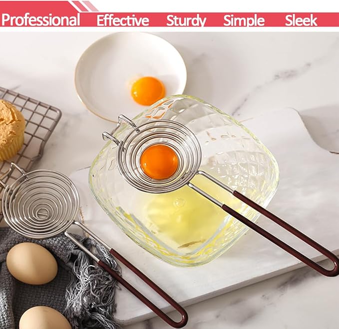 Egg Separator Egg Yolk White Separator Stainless Steel Egg White Yolk Sifting Filter Egg Divider Kitchen Tool for Baking/Cooking