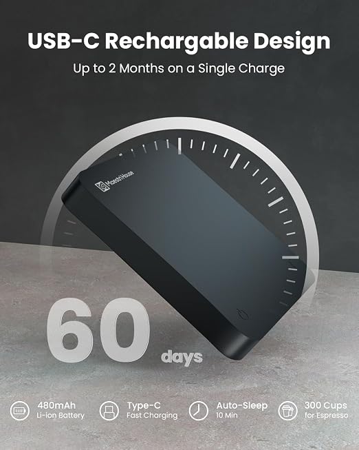 Maestri House S1 Air Ultra-Slim Espresso Coffee Scale with Timer, 0.1g Precision Shot Scale with Auto Tare & 3 Smart Brew Modes, Rechargeable Digital Scale for Espresso & Pour Over