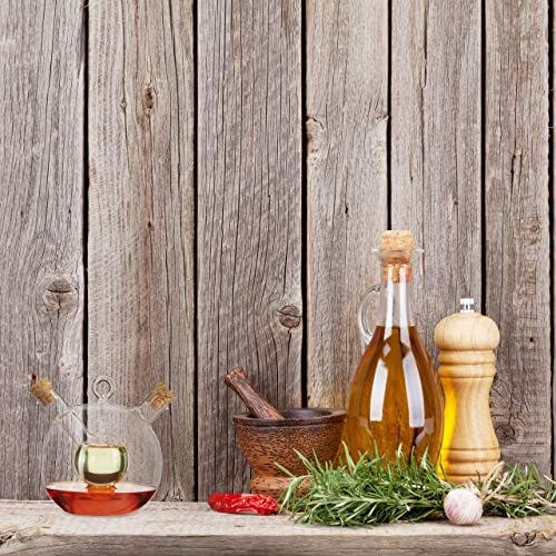 Relaxdays 10027668 Oil and Vinegar Dispenser 2 in 1, Glass Bottle with Cork Stoppers, 375/50 ml Capacity, Transparent, Light Brown