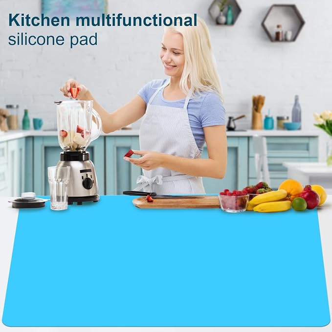 36" x 24" Extra Large Silicone Mat for Epoxy Resin, Nonstick Silicon Mats for Crafts Jewelry Casting, Non-Slip Kitchen Table Placemats for Countertop Protector Heat Resistant（Translucent）