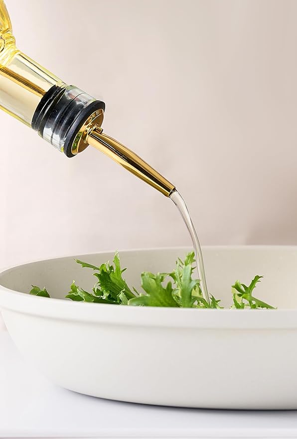 4 Pcs Olive Oil Dispenser Bottle for Kitchen, 17oz Clear Glass Oil and Vinegar Dispenser Bottle Set with 4 Stainless Steel Spouts and 1 Funnel (Square)