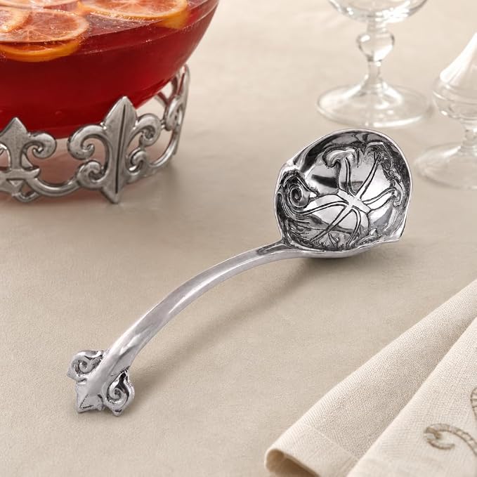 Arthur Court Fleur-De-Lis Serving Ladle - Elegant Aluminum Spoon for Punch and Soup - 12 Inch Long