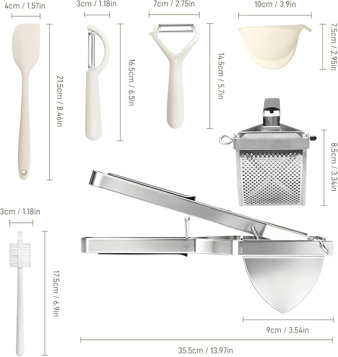 22oz Potato Ricer - Stainless Steel Heavy Duty Potato Masher | Ergonomic Handles, Stainless Steel, Dishwasher Safe, Sweet Potatoes,Vegetables