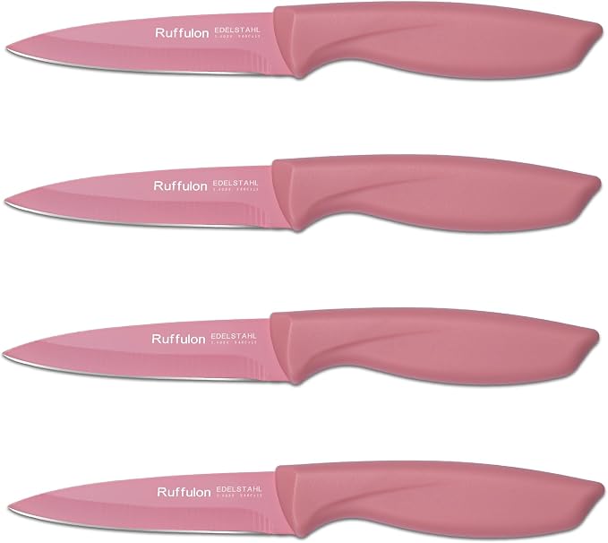 4PCS Paring Knife Set 3.5-inch pink handle, stainless steel peeler | Ultra Sharp Fruit and Vegetable Knives, 3.5-Inch Kitchen Knives, Razor-Sharp Knife，Ergonomic Handle Design，Pink.