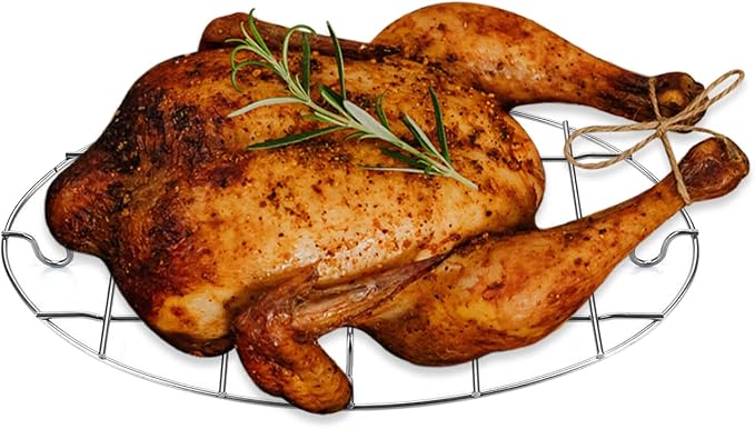 TamBee Turkey Roasting Cooling Racks Wire Broiling Rack Roasting Rack | for Oven Stainless Steel Oval Steamer Rack Baking Canning Rack