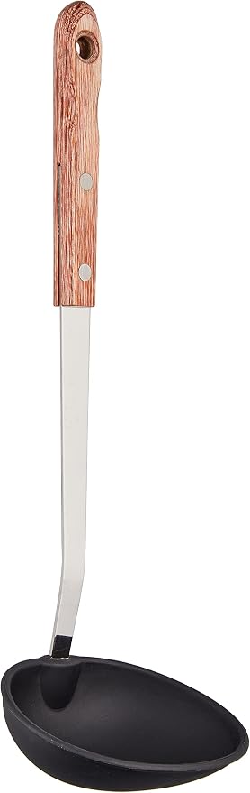 Frost Bird Seisakusho Pakka Wood Nylon Ladle, Large, Stainless Steel, Wooden Pattern, Made in Japan
