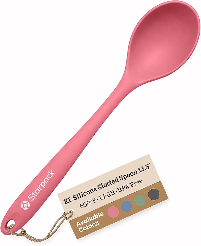 Starpack 'Winning Serve' XL Premium Silicone Serving Spoon (13.5") - Large Silicone Spoon for Cooking High Heat Resistant to 600°F - LFGB Grade Nonstick Mixing Spoons - Large Rubber Serving Spoons