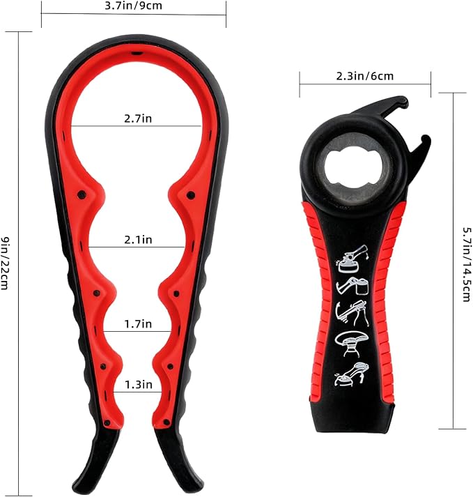 Bottle Opener for Arthritic Hand,Jar Opener for Old People, Children, Women, Those with Weak Hands,Multifunctional Kitchen Gadgets (B-red)