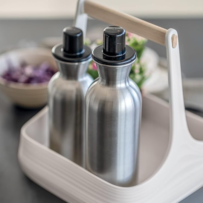 Guzzini Oil & Vinegar Bottle with Drip-Free Dispenser, 330ml Steel Prefect-Dressing Bottle
