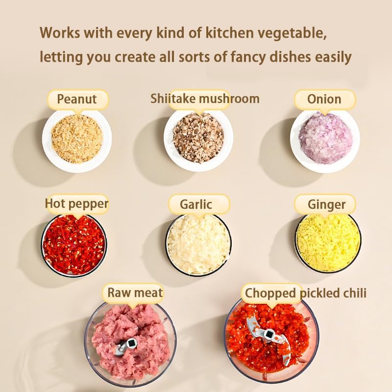 Food Processor Vegetable Chopper Manual, Portable Hand Pull String Garlic Mincer Onion Cutter for Veggies, Ginger, Fruits, Nuts Kitchen Cooking, Herbs, etc., 900ml, Kitchen Cooking Tool