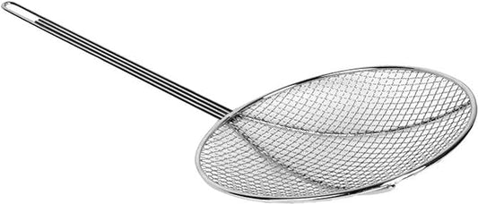 TrueCraftware- 8-Inch Round Wire Skimmer 13" Handle Length Nickel Plated- Kitchen Utensil Food Strainer Skimmer Spoon for Cooking Sieve Sifters Rice Quinoa Pasta Fruits Vegetables etc.