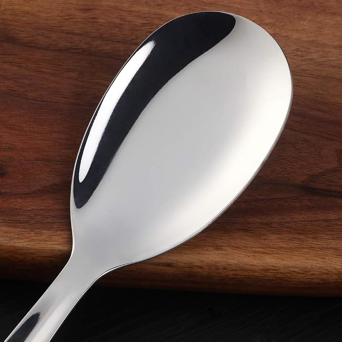 6 Pcs Silver Salad Spoon, Stainless Steel Titanium Plated Salad Servers Set Heavy Duty Mirror Polished Modern Spoons for Home, Kitchen and Restaurant(10.3 inches/26.2cm)