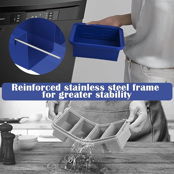 4 Cup Silicone Freezer Molds 2 Pack Soup Cubes Freezer Trays with Lid Easy Release Ice Cube Tray For Food Freezing Container Store Sauce, Broth, Leftovers