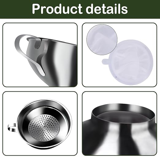 Yevior Canning Funnel for Filling Mason Jars - Wide Mouth Funnels for Kitchen Use Filling Bottles - Kitchen Gadgets Canning Supplies Kit - Stainless Steel - 5 Pack