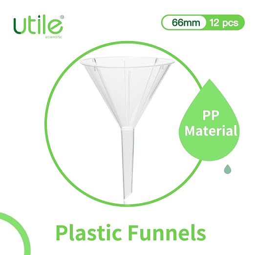 Utile 12pcs Plastic Analytical Funnel Set, PP Material, Top Diameter 64mm, Small Funnel for Lab Bottles, Recreational Activities, 4512.0014.12