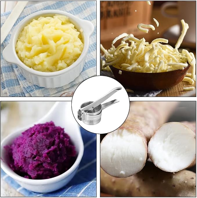 Potato Ricer, Stainless Steel Potatoes Shredder, Heavy Duty Potato Masher Kitchen Tool for Smooth and Fluffy Mashed Potatoes/Puree/Fruit/Juice(COLOR:silver)