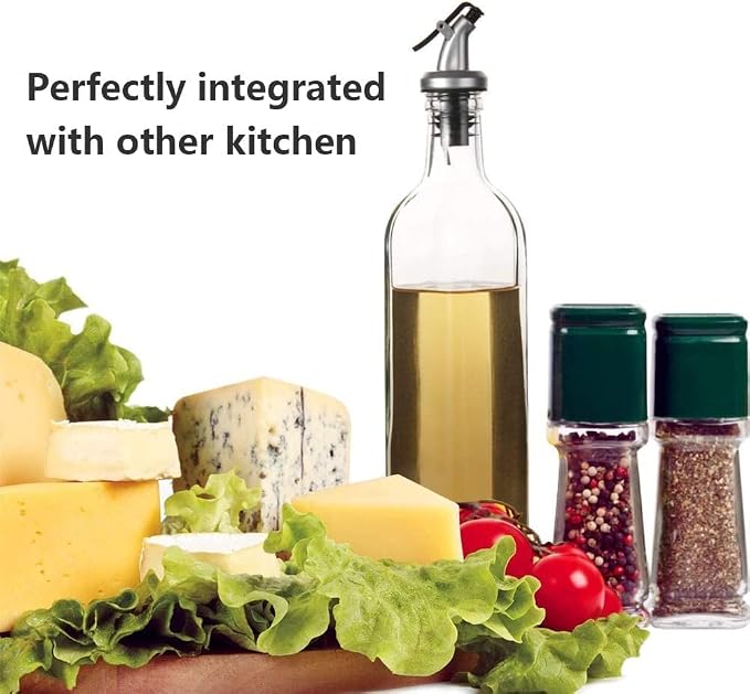 WERTIOO Oil Bottles for Kitchen 2 Pack, 17oz Oil and Vinegar Dispenser Set | 500ml Olive Oil Dispenser Bottle for Kitchen, with 4 Plastic Pourer, 1 Stainless Steel Funnel, Pen and Label