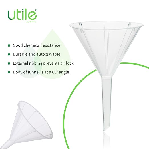 Utile 6pcs Plastic Analytical Funnel Set, PP Material, Top Diameter 70mm, Small Funnel for Lab Bottles, Recreational Activities, 4512.0015.6