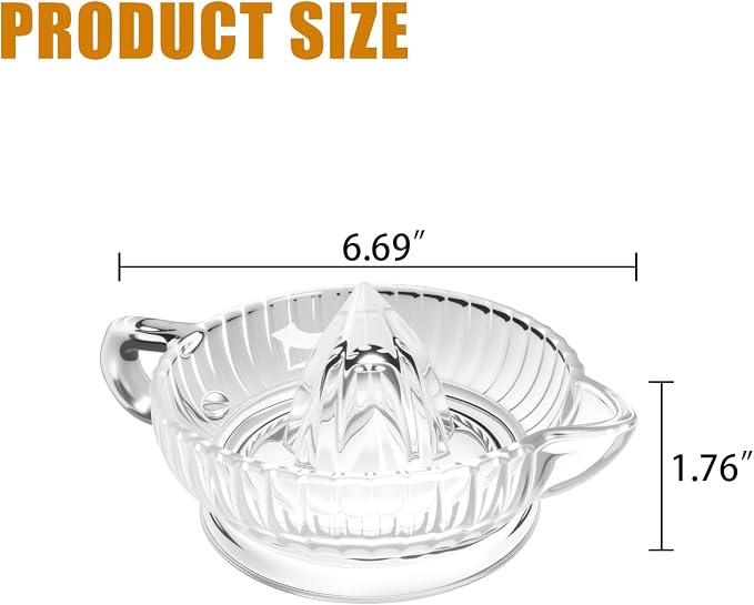 Manual Glass Lemon Squeezer Citrus Juicer for Fresh Juice Cooking Cocktails | Orange Lime Juicer Heavyweight Glass With Handle And Pour Spout, Dishwasher Safe