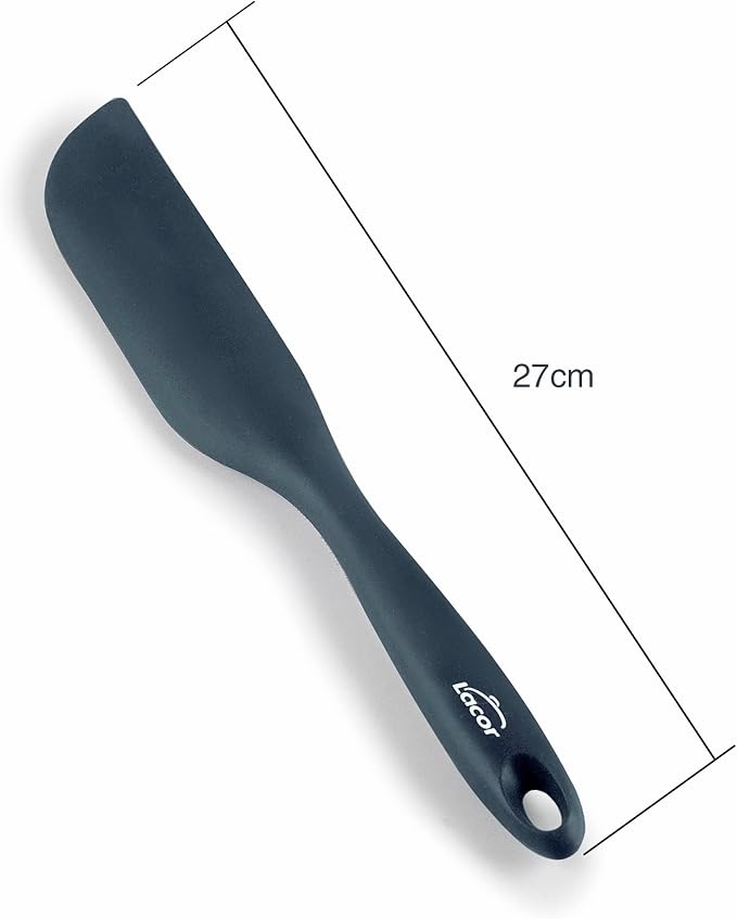 LACOR 64471 Grey Spoon Narrow Statula Silicone Kitchen Utensils Ergonomic Handle Non-Stick High Temperature Resistant Dishwasher Safe Length 27cm