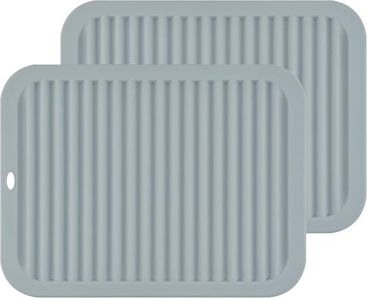 Silicone Trivets for Hot Dishes, Pots and Pans, Hot Pads for Kitchen Counter, Silicone Pot Holders Mats, Heat Resistant Mat for Quartz Countertops, Multi Use Table Trivet Mat Set 2 Grey