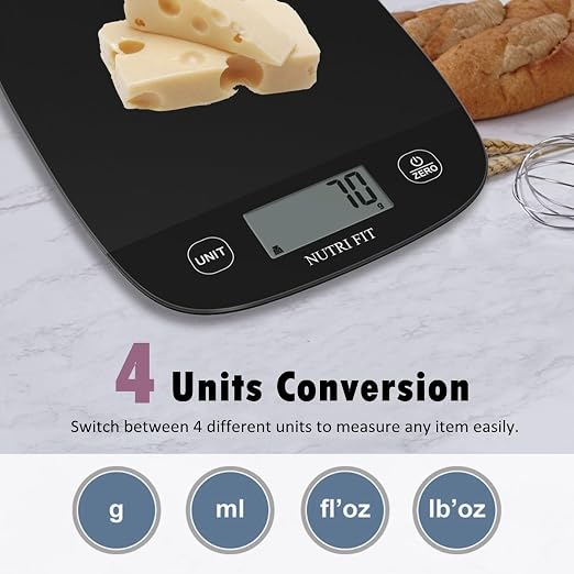 Food Scale Kitchen Scales Digital Weight Grams & Ounces Black | Ultra-Slim, Max 11lbs 0.1oz Precision, Smart Tare, Baking Cooking, Accurate for Weight Loss, Coffee, Keto Diet, Meal Prep